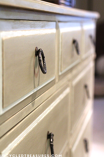 Have a mid-century feel to your decor but not the right furniture? Check out this DIY Mid-Century Dresser Makeover! UpcycledTreasures.com