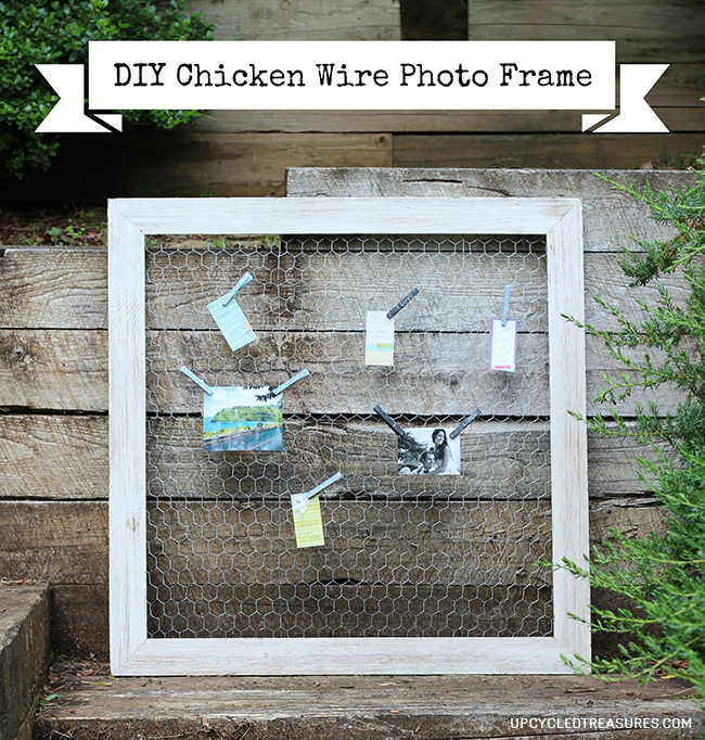 Looking for a creative way to display photos? Check out how easy it is to make this DIY Chicken Wire Photo Frame! UpcycledTreasures.com