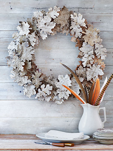Birch Bark Leaf Wreath via Country Living