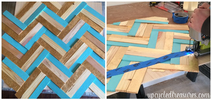 DIY Gilded Wood Shim Wall Art! Learn how easy it is to get your design on by creating your own gilded art using wood shims. UpcycledTreasures.com