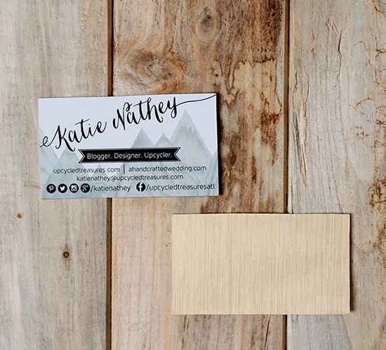 diy business cards for haven conference using recycled boxes and contact paper mountainmodernlife.com