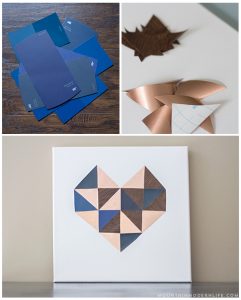 See how easy it is to create this geometric DIY heart wall art, perfect for Valentine's Day!