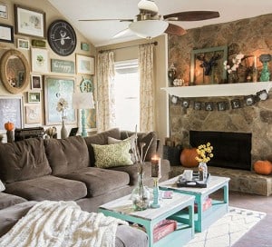eclectic rustic fall home living room mountainmodernlife.com