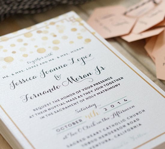 DIY invitations printed on white metallic linen paper mountainmodernlife.com