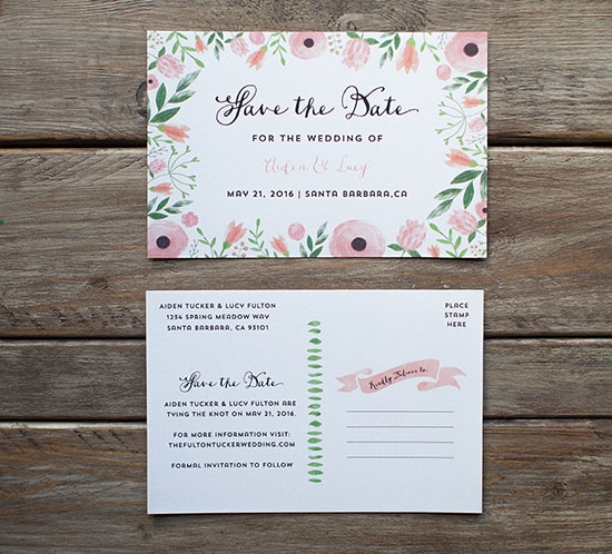 free diy save the date sample floral watercolor garden wedding mountainmodernlife.com