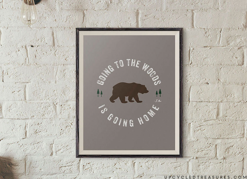 Download this FREE Printable John Muir Quote, "Going to the woods, is going home". | MountainModernLife.com