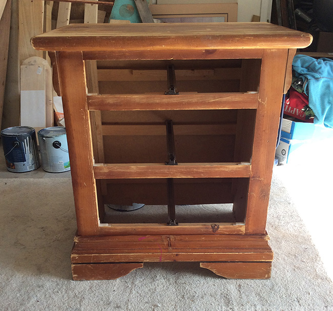 Picture of Nightstand before being redone without drawers in place. MountainModernLife.com
