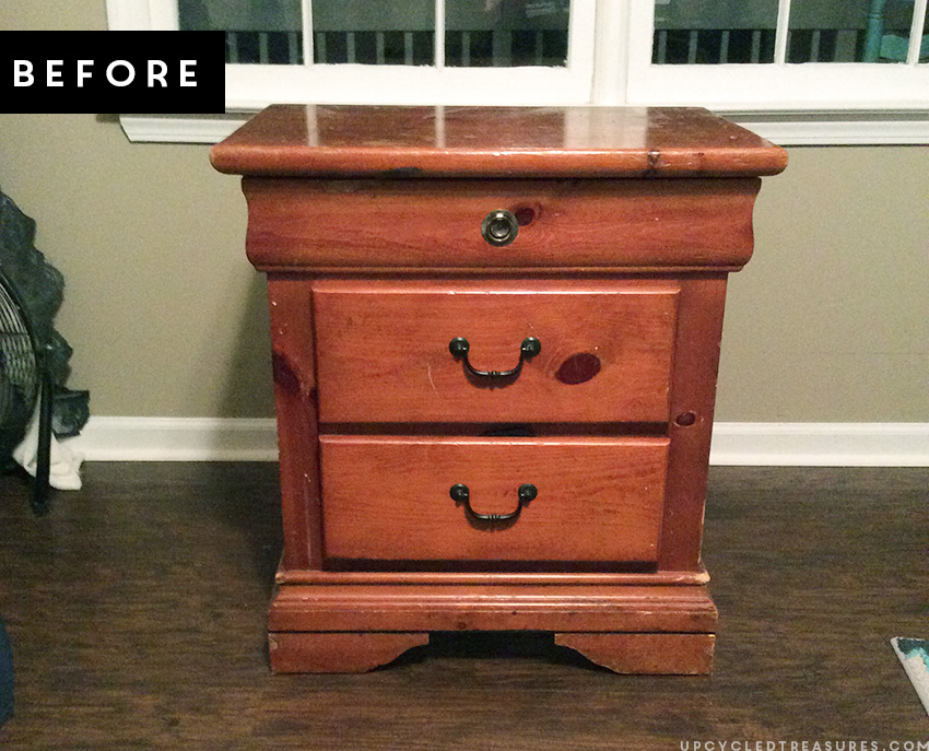 one of the nightstands all brown before the transformation. MountainModernLife.com
