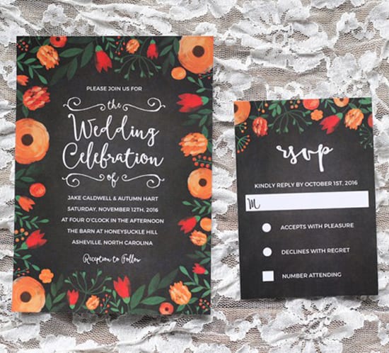 free whimsical wedding invitation on template and RSVP card mountainmodernlife.com
