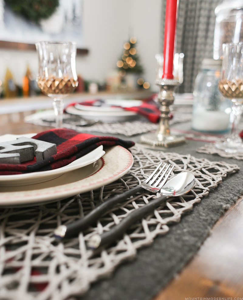 Come see how old and new are combined to create this cozy, cabin inspired Christmas tablescape. MountainModernLife.com