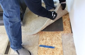 removing old carpet in motorhome