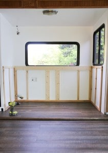 adding wood frame to rv slide out for custom cabinet with tv lift mountainmodernlife.com