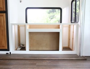 building custom cabinet inside rv for tv lift mountainmodernlife.com