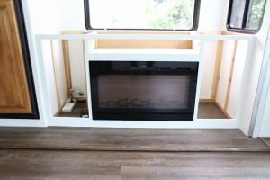 custom cabinet progress inside motorhome with electric fireplace mountainmodernlife.com