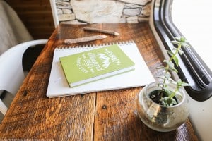 See how we added character and function to our RV by creating a wall-mounted desk from reclaimed wood. MountainModernLife.com