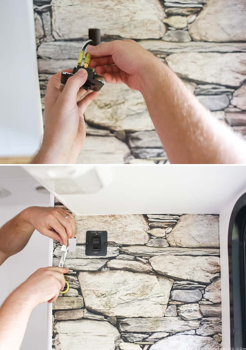 Looking for a non-permanent way to spruce up your RV walls? This wallpaper is lightweight, easily removable, and a great solution for the indecisive! Perfect for creating a temporary rustic accent wall. MountainModernLife.com