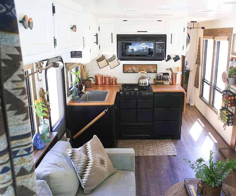 Thinking about updating the kitchen in your camper? Come see how we made a huge impact in our motorhome with our RV kitchen renovation! | MountainModernLife.com #RVreno