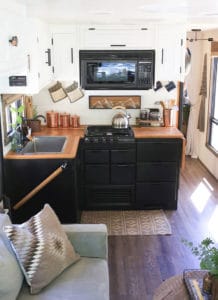 Thinking about updating the kitchen in your camper? Come see how we made a huge impact in our motorhome with our RV kitchen renovation! | MountainModernLife.com #RVreno