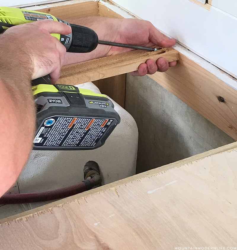 Looking for an affordable way to update your kitchen counters? Check out this post on how to Create Wood Counters from Flooring (in a RV)! MountainModernLife.com