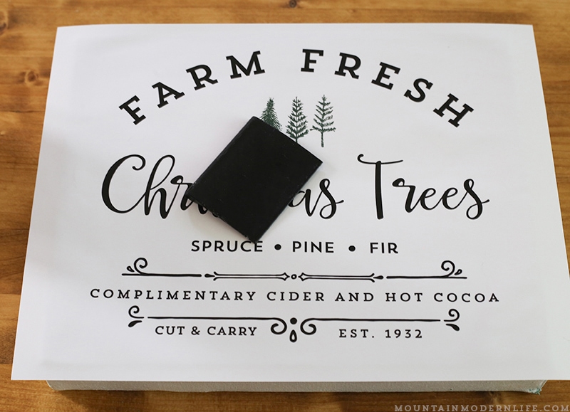 See how easy it is to make Holiday signs from printables with this image transfer method! Perfect for decorating your own home or to give away as gifts. MountainModernLife.com