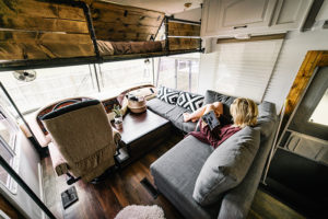 Camper Design Vibes: Tour this innovative, Rustic Modern Motorhome that was renovated by This Little Adventure! You’re gonna love this tiny home on wheels! MountainModernLife.com
