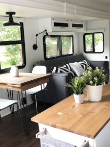 Tour this stunning fifth wheel transformation featured on (Camper) Design Vibes! MountainModernLife.com | Photo Source: Mrs_Elliluu (Instagram)
