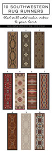 Check out these 10 Southwestern Rug Runners that will add cabin vibes to your home or RV + Enter the GIVEAWAY to win your own rug! MountainModernLife.com