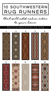 Check out these 10 Southwestern Rug Runners that will add cabin vibes to your home or RV + Enter the GIVEAWAY to win your own rug! MountainModernLife.com