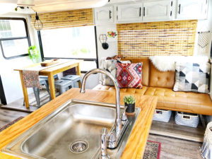 (Camper) Design Vibes Featuring ThoseByrneGirls: See how a family of 6 travels in this bohemian-inspired Camper! MountainModernLife.com