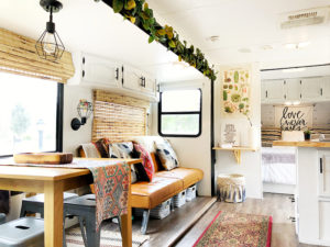 (Camper) Design Vibes Featuring ThoseByrneGirls: See how a family of 6 travels in this bohemian-inspired Camper! MountainModernLife.com