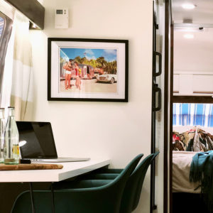 Tour this Renovated Airstream from Trailer Trashin' with Modern Finishes and Tropical Vibes! Featured on MountainModernLife.com