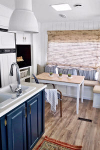 Camper Tour: See how @RVFixerUpper transforms drab 5th wheels into stylish tiny homes! MountainModernLife.com #rvrenovation #campertour