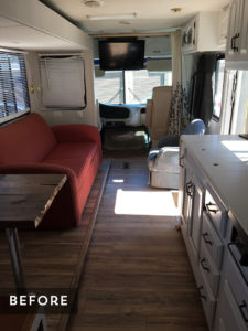 Tour this boho-inspired RV renovated for a family of 4 that's currently for sale! Photos from @CaitiJackson #campervibes #RVreno