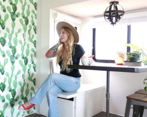 Tour this boho-inspired RV renovated for a family of 4 that's currently for sale! Photos from @CaitiJackson #campervibes #RVreno