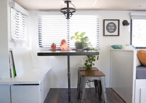 Tour this boho-inspired RV renovated for a family of 4 that's currently for sale! Photos from @CaitiJackson #campervibes #RVreno