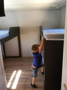 Tour this boho-inspired RV renovated for a family of 4 that's currently for sale! Photos from @CaitiJackson #campervibes #RVreno