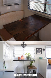 Tour this boho-inspired RV renovated for a family of 4 that's currently for sale! Photos from @CaitiJackson #campervibes #RVreno