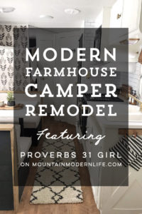 Tour this budget-friendly farmhouse camper that was transformed for $500 by Proverbs31Girl! Featured on MountainModernLife.com