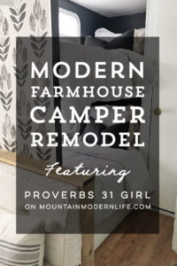 Tour this budget-friendly farmhouse camper that was transformed for $500 by Proverbs31Girl! Featured on MountainModernLife.com