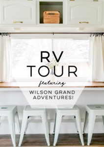 Tour this remodeled RV filled with lots of white, shiplap, and warm wood tones from @WilsonGrandAdventures! Featured on MountainModernLife.com