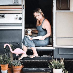 This couple lives on a blueberry farm in their bohemian-inspired RV! View the tour from @TheRamblrRV on MountainModernLife.com