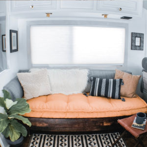 This couple lives on a blueberry farm in their bohemian-inspired RV! View the tour from @TheRamblrRV on MountainModernLife.com