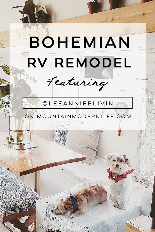 The interior of this bohemian 5th wheel is a botanical wonderland! Featuring @leeannieblivin on mountainmodernlife.com