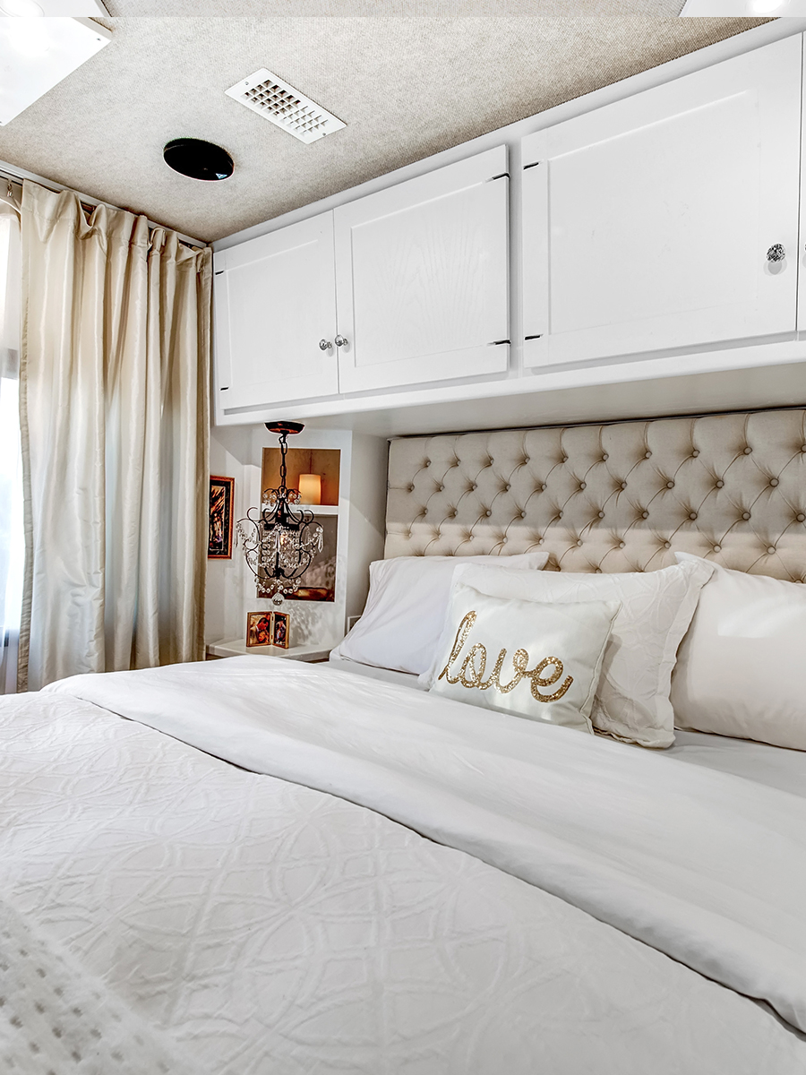 Glam RV bedroom from RVlove