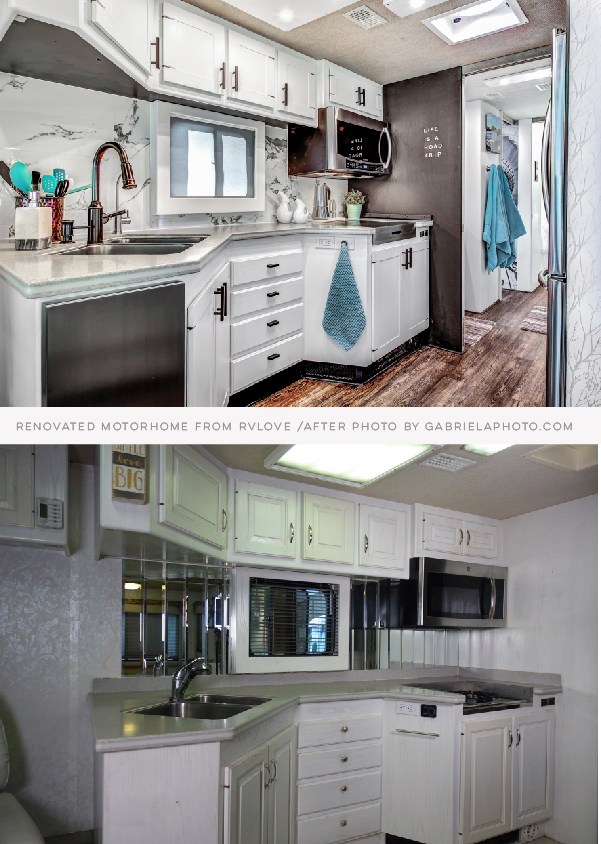 RV Remodel before and after featuring RVLove