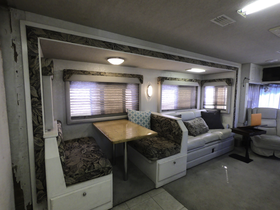 Motorhome dining area before reno