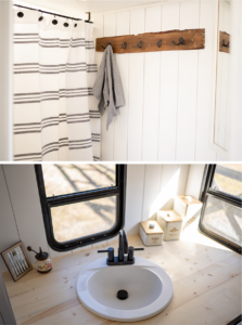 rustic vintage camper bathroom