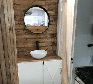 rustic camper bathroom