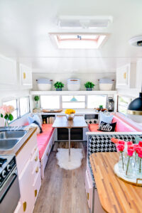 pink vintage camper
