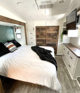 renovated RV bedroom